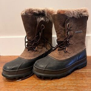 Sorel Dark Brown and Black Fur-Trimmed Boots